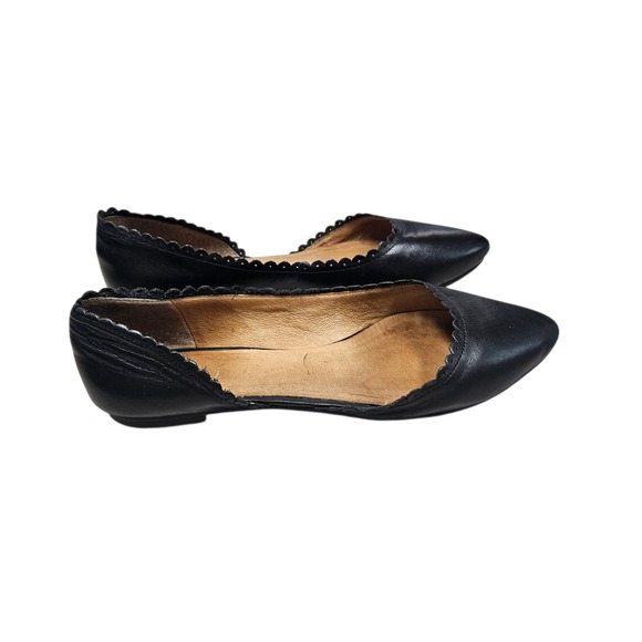 Jack Rogers Shoes - Jack Rogers Flats‎ Womens 8 Black Leather Scalloped Pointed Toe d'Orsay Classic